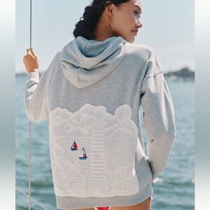 Anthropologie Gray Hoodie with Nautical Design